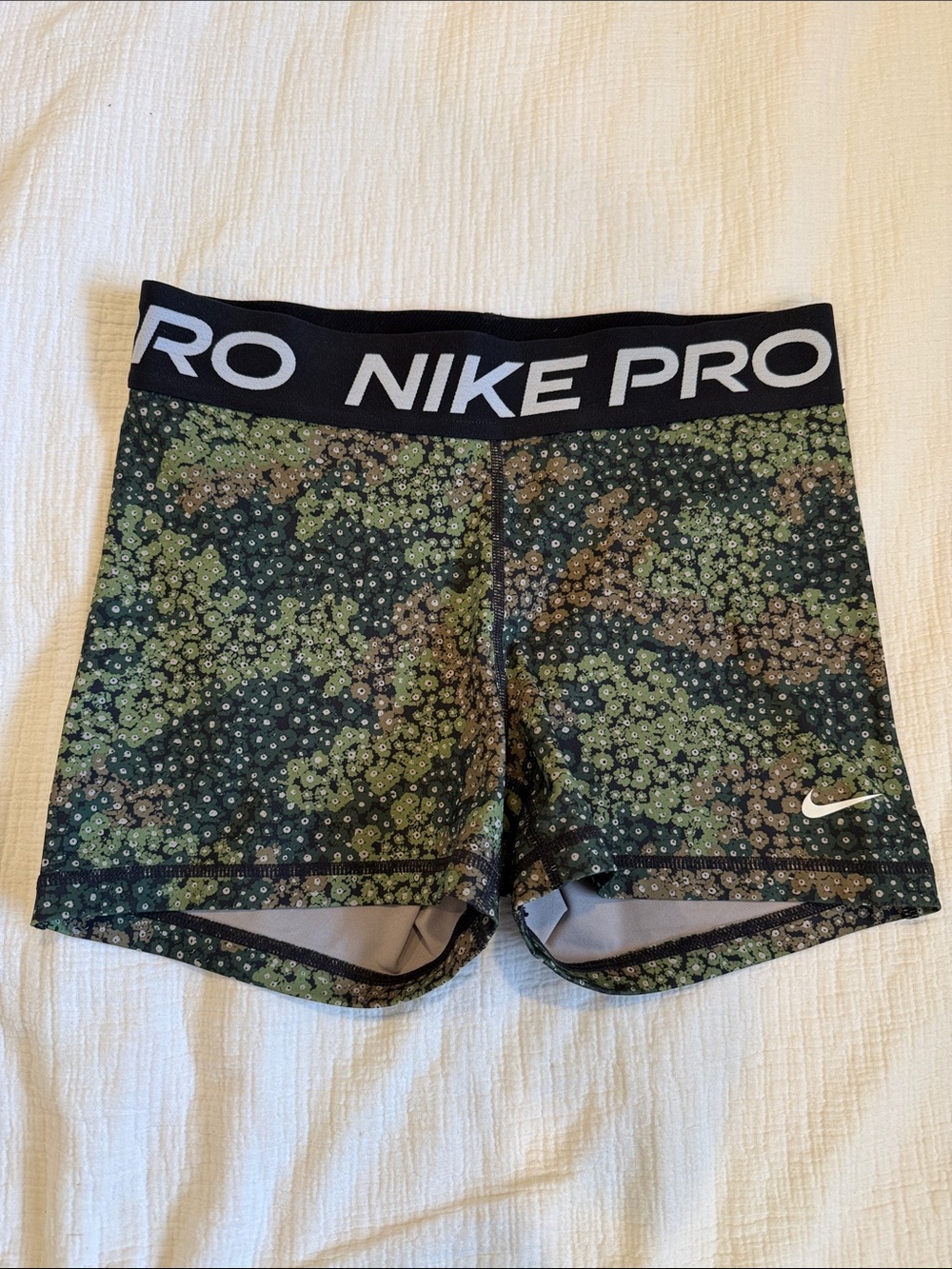 Nike Black & Green Floral Pro Workout Shorts